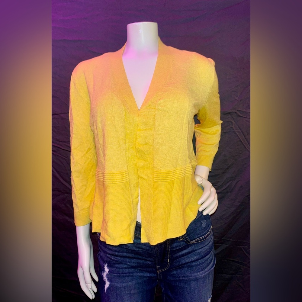 ✨ 89th + Madison Yellow Peplum Knit Jacket | Size S/P | 🧥